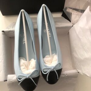 Chanel Light Blue Ballet Flats